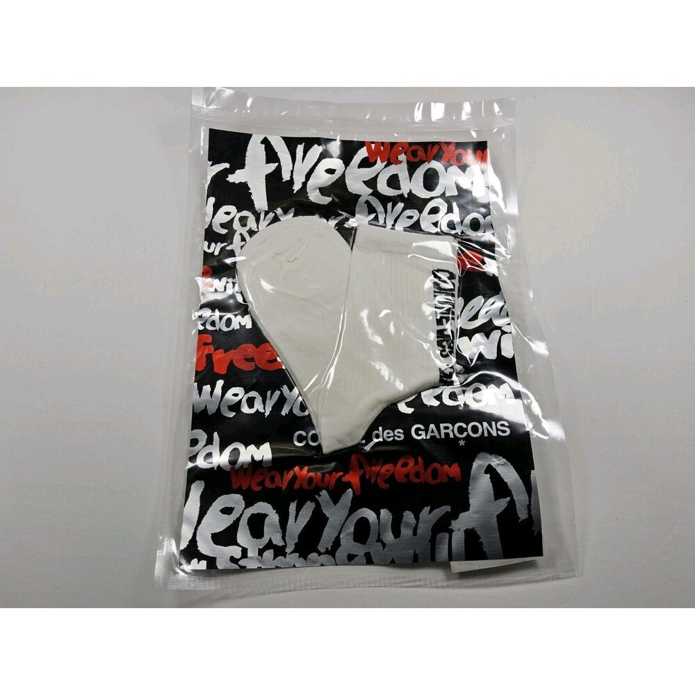 Comme des Garcons Logo White Socks Japan Size L